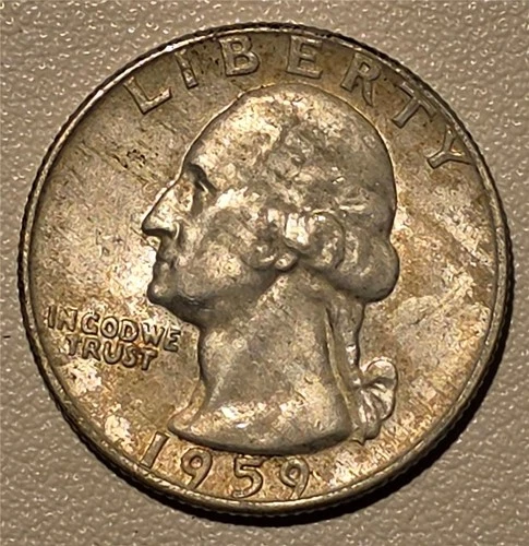 *HIGH GRADE* 1959-D Washington Quarter 90% Silver Denver *ALBUM TONING*