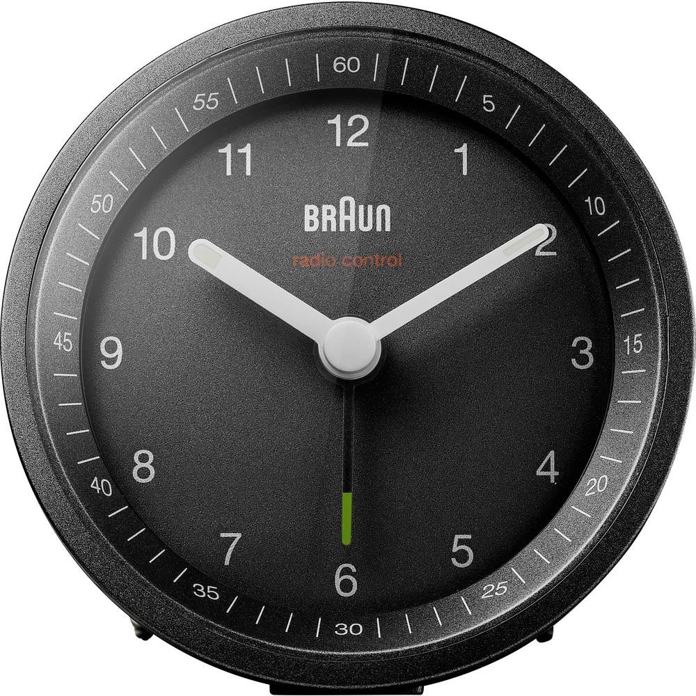 Réveil de voyage Braun BC07-DCF noir compact à double alarme et grand cadran