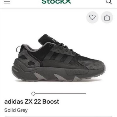 adidas ZX 22 Boost Gray Black Men's Athletic Sneakers Lace Up Low Top