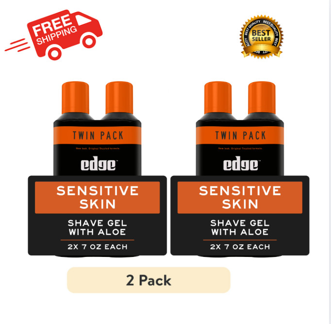 ( 2 PACK ) Edge Sensitive Skin Shave Gel for Men with Aloe, 