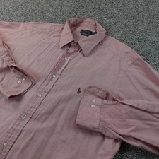 Polo Ralph Lauren Shirt Mens 17.5 34/35 Pink Red Flesh Pony Dress Button Up Top