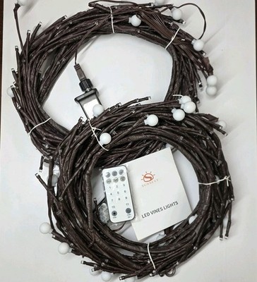 2 Pack 160 Led Willow Vine Lights With Remote,  8.2 Ft Per Strand, White Light