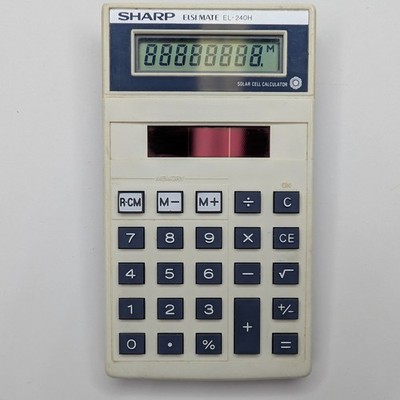 Vtg Sharp Elsi Mate EL-240H Solar Cell Calculator Made In Japan 8-Digit 80s