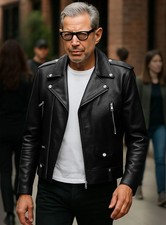 Men's Black Genuine Leather Biker Jacket Motorcycle Slim Fit Zip Pockets