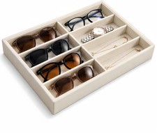 Sunglass Organizer Tray, 8 Slot Velvet Glasses Holder for Eyeglasses, Sunglasses