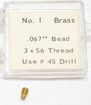 #1 - Brass Bead Front Sight No. #1 Shotgun .067'' 3x56 Thread Use #45 Drill Qty 1
