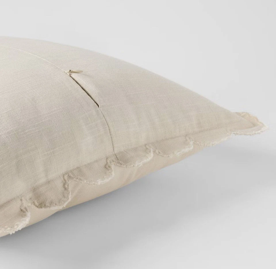 20"x20" Embroidered Tree and Scalloped Edge Pillow Cream- Threshold Studio McGee - Image 4 of 4