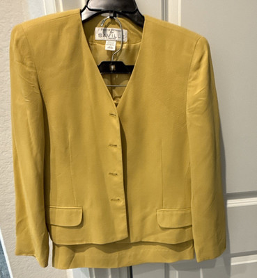 Rena Rowan for Saville Yellow Skirt Suit Women's 6P 2pc Lined Notch Lapel