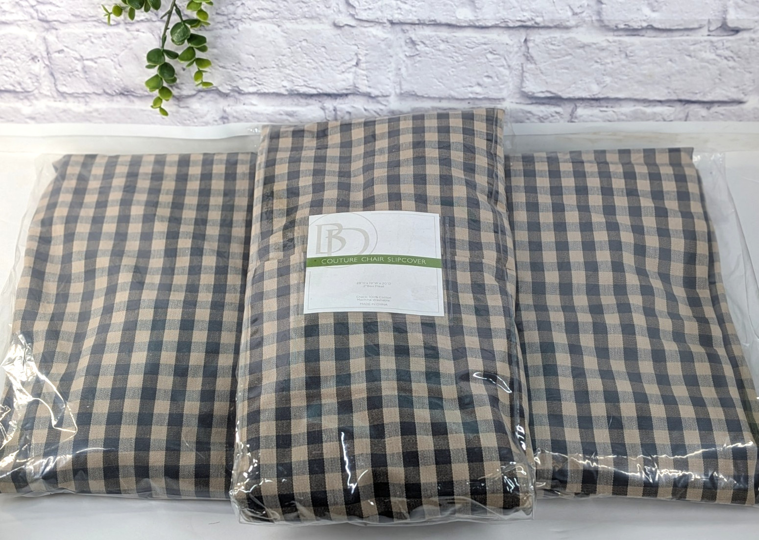 Slipcover Parsons Check Graypleated