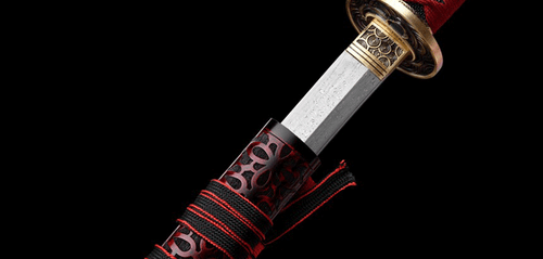 Handmade Japanese Samurai Sword Katana Damascus Steel Red Carved Wood Saya - Picture 10 of 10