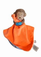 Carter's Monkey Rattle w/ Orange Blue Security Blanket Lovey Binky Blankie Plush