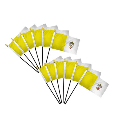 1 Dozen Vatican City 4x6in Mini Handheld Country Stick Flags Parades, Classrooms