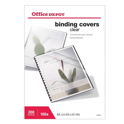 Office Depot A4 PVC Transparent Dokumentenbindung Hüllen / 200 Mikron / 100 Stück