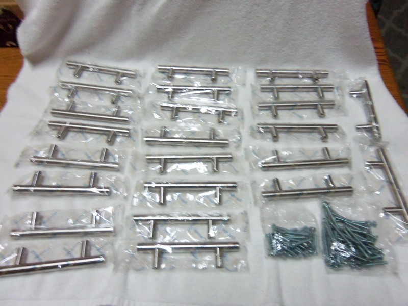 24 Polished Stainless Drawer and Cabinet Pulls--NEW--with Long and Short Screws