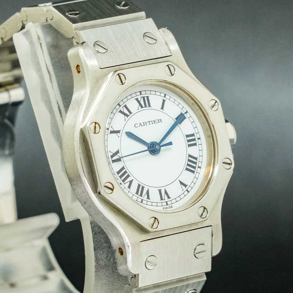 Reloj Automático Mujer Romana Vintage [N-COMO NUEVO] Santos de Cartier Octágono Plata Foto 4 de 4