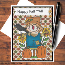 Happy Fall  Y'all Country Scarecrow Greeting Card DIY Kit with Envelopes