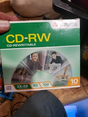 Verbatim 10 Pack CD-RW Blank CDs Slim Cases Rewritable DISC 80 Minutes