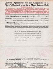 Eddie Collins Signed 1937 Baseball Contract R...