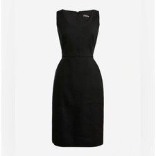 J. CREW Scoopneck Resume Dress Stretch Linen Blend Black {ZZ27}