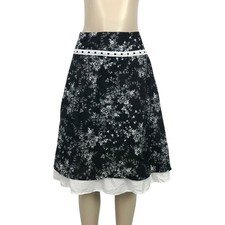 Sonoma Floral Print Eyelet Lace Cotton A-Line Skirt Size 8 Coquette Cottagecore