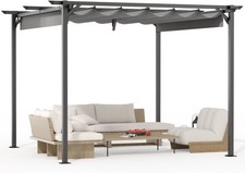 3 x 3(m) Metal Pergola with Retractable Roof UPF30+ For Garden Party Barbecue