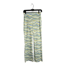 Urban Outfitters Blue and Green Printed Flared Pants Elastic Waist Size Small