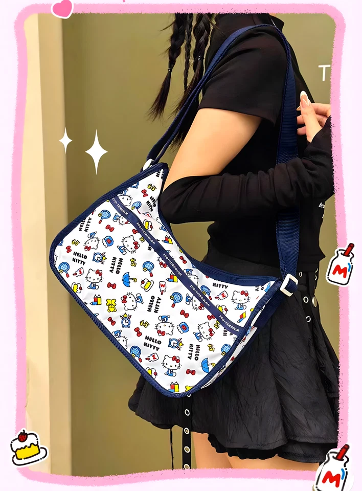 Lindo Bolso Bandolera Hello Kitty ZGO x Sanrio Hobo Azul Marino Bolso AOP Foto 2 de 4