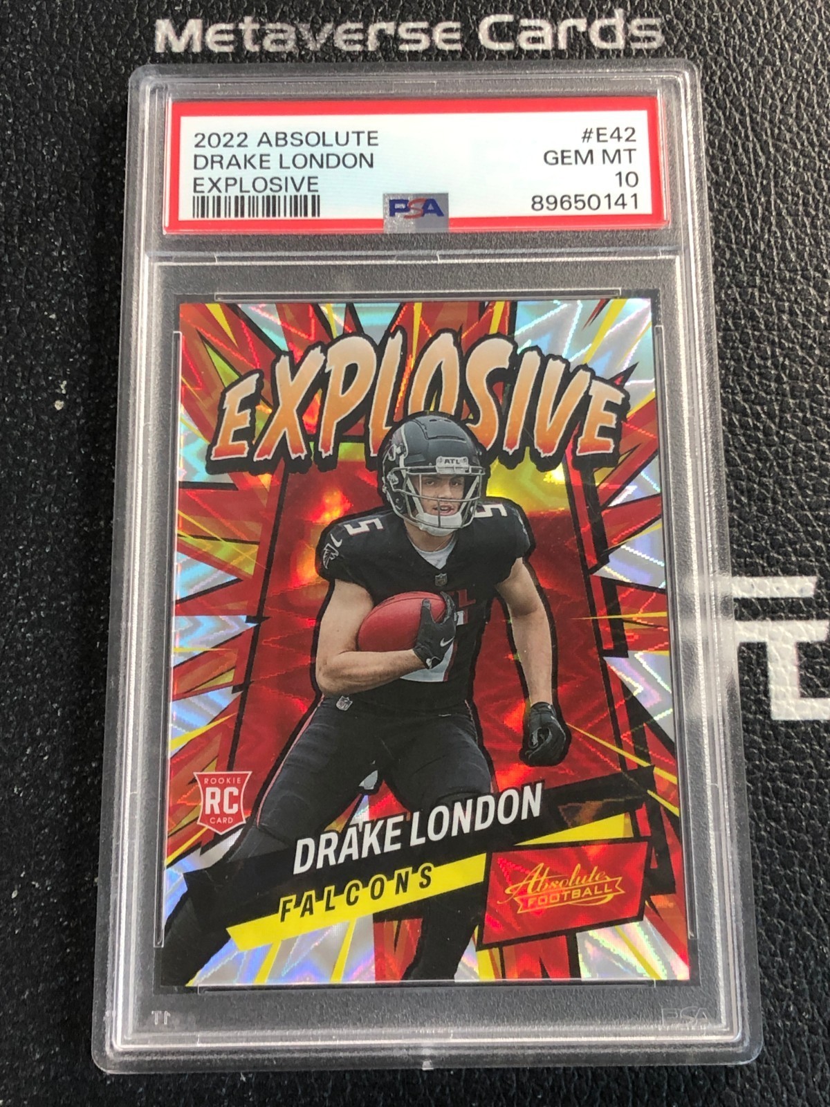 2022 Panini Absolute Drake London RC Rookie NFL Explosive Refractor SSP PSA 10