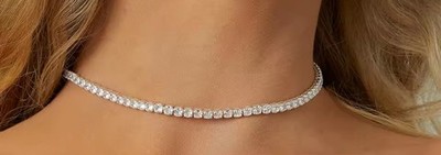 2mm Moissanit Tennis Halskette Für Frau S925 Silber Vergoldet 18 Karat Weißgold 