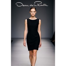 Oscar De La Renta Designer Wool Dress Sz 4 Silk Lining LBD Classic