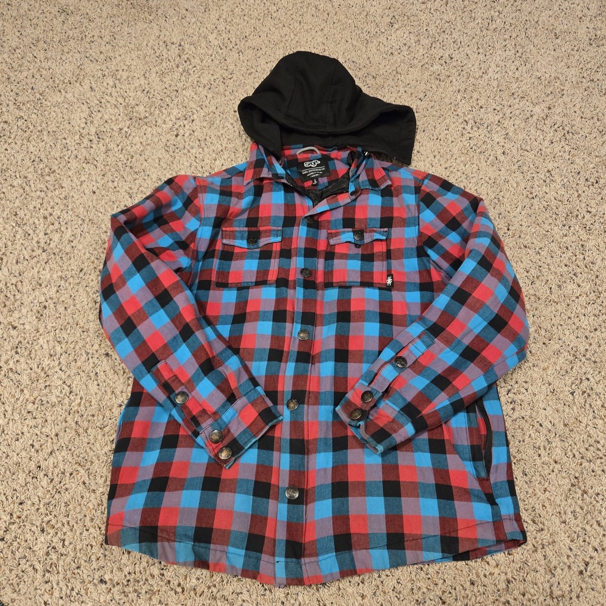 saga outerwear skiサガ パーカー SAGA Outerwear Co. Jacket Mens L Full Zip Hooded Bomber Ski Plaid