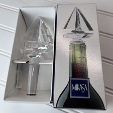 New MIKASA REGATTA Lead Crystal Sailboat Bottle Stopper - 5 7/8" - Nautical