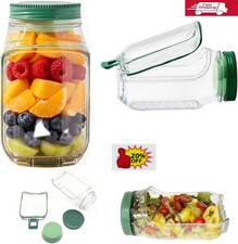 Salad Pod Mason Jar Side Open - Leakproof Dressing Container, Lid-to-bowl Design