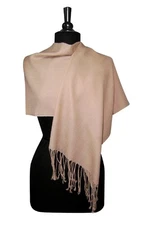 Biagio 100% Wool Pashmina Solid Scarf LIGHT BROWN Color Womens Shawl Wrap