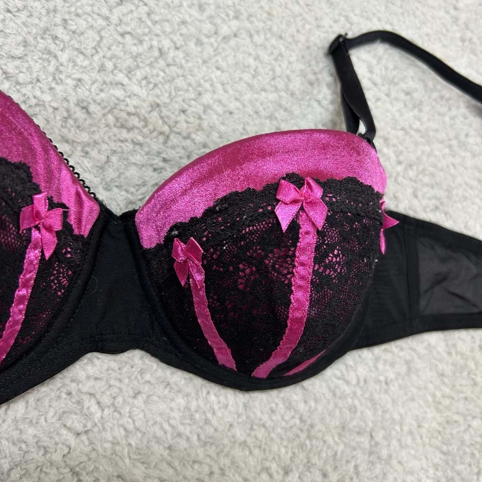 Smart & Sexy Bra 34B Demi Push up Lingerie Pink Black - Image 3 of 4