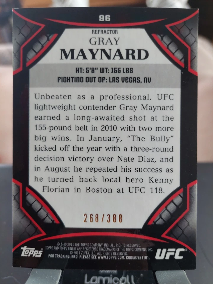 Gray Maynard #96 2011 Topps UFC Finest X-Refractor #268/388 - Image 2 of 2