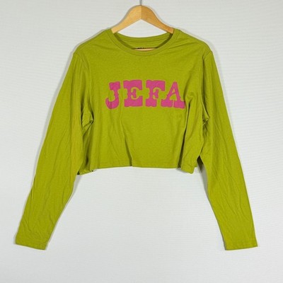 NEW Hija De Tu Madre Small Shirt Jefa Boss Cropped Long Sleeve Lime Green Pink