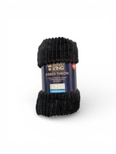 Ribbed Throw Blanket Faux Fur Fleece Cozy King Size 200 x 240 cm RRP £39
