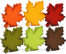 6 Fall Maple Leaf Tabletop Decoration Rustic Distressed Autumn Shelf Sitter