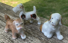 Vintage Lot of 3 Dogs Figurines Made in Japan Schnauzer 2 Spaniels Grandma Core
