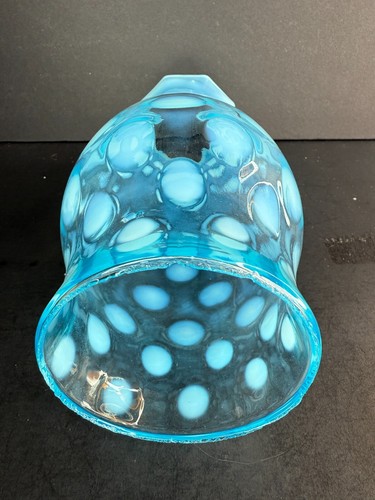 Fenton Blue Opalescent Coin Dot Hurricane Lamp - Pre Logo - Picture 6 of 8