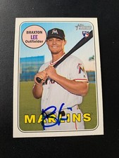 Braxton Lee Signed 2018 Topps Heritage High Number Rookie Card Miami Marlins COA