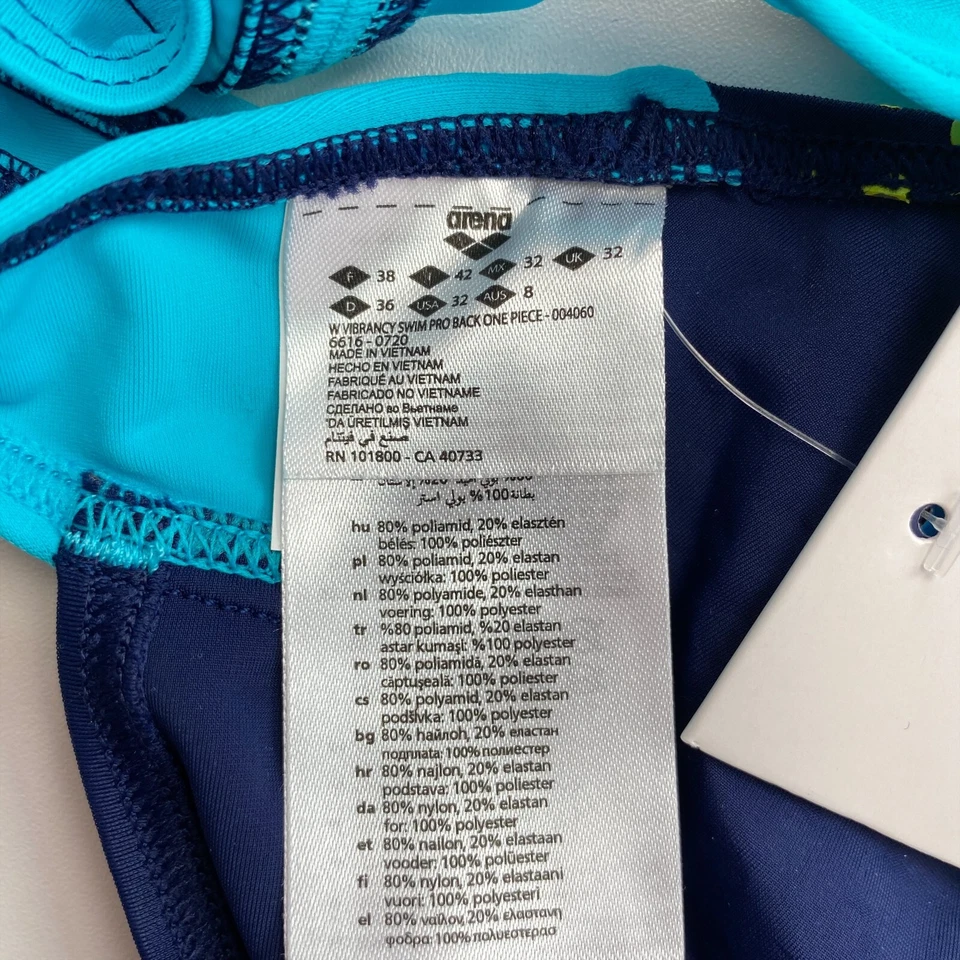 Traje de baño de una pieza para mujer ARENA azul vibración espalda profesional talla EU 38 UK/US 32 Foto 4 de 4