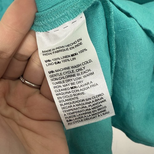 Chico’s Linen Popover Dress in Aqua Azul NWT size 4 - Picture 6 of 7
