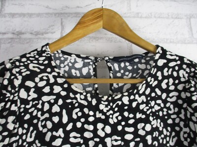Robe French Connection Imprimé Animal Col Licou - Taille UK 10 (Noir/Blanc) - Neuve Avec Étiquette