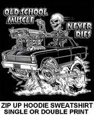 1966-67 OLD SCHOOL MUSCLE HOT ROD RACE BLOWER CAR SKULL ZIP HOODIE SWEATSHIRT O5