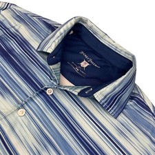 Hickey Freeman Men's Performance S/S Golf Polo Shirt Blue Stripe   Medium