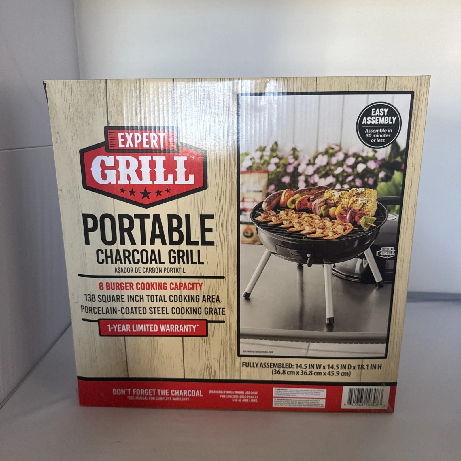Expert Grill 14.5" Portable Charcoal Grill 138 sq In Porcelain-Coated Grate