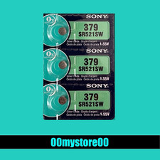 EXP 2030 3 pc SONY 379 Watch Coin Button Cell Battery SR521SW Ships from CA