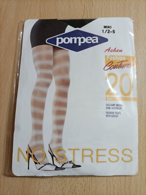 Pompea Black 1/2 S No Stress Sexy Tights! 20 den. Ashen Fashion New!